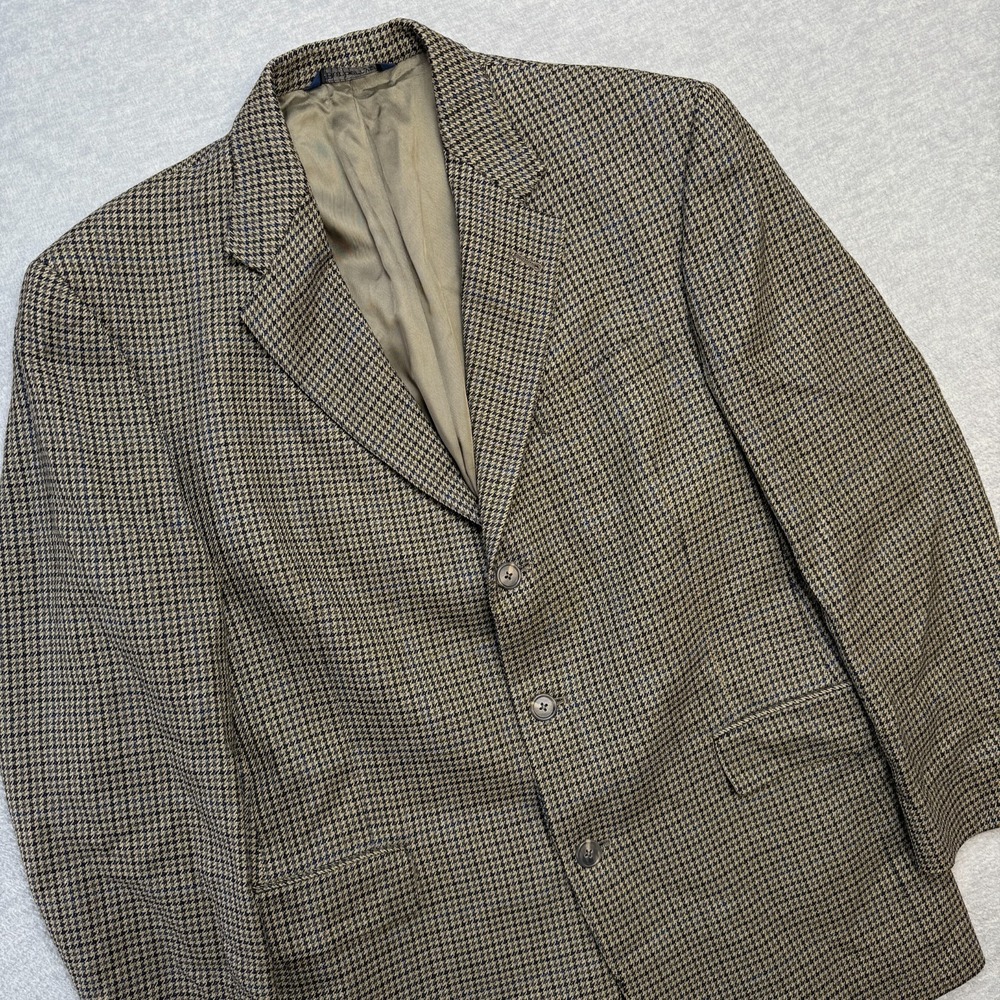 VTG Burberry Blazer Men 40R Houndstooth Sport Coat Jacket Three Button Old Money